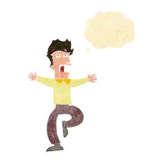 cartoon terrified man with thought bubble N27