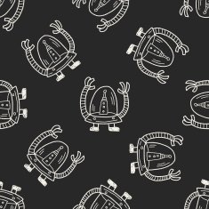 robot doodle seamless pattern background N182