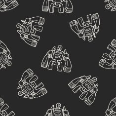 robot doodle seamless pattern background N183
