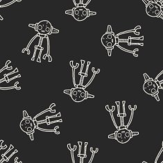 robot doodle seamless pattern background N184