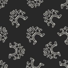 robot doodle seamless pattern background N185