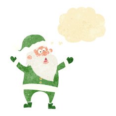 cartoon santa claus with thought bubble N22