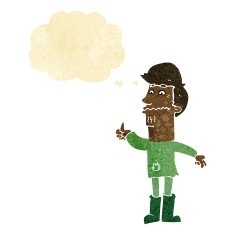 cartoon nervous man with thought bubble N21
