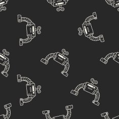 robot doodle seamless pattern background N187