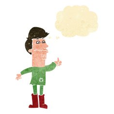 cartoon nervous man with thought bubble N22