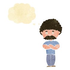 cartoon dad with folded arms thought bubble N2