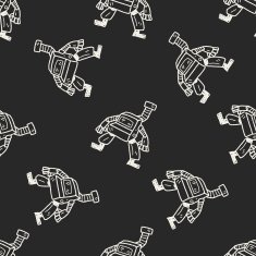robot doodle seamless pattern background N190