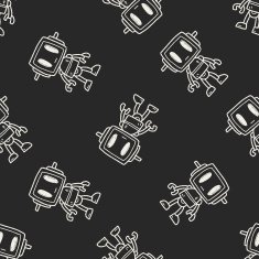 robot doodle seamless pattern background N192