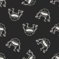 robot doodle seamless pattern background N195