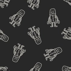 robot doodle seamless pattern background N196