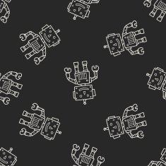 robot doodle seamless pattern background N197