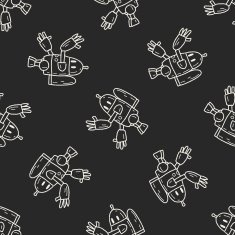 robot doodle seamless pattern background N198