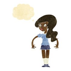 cartoon pretty woman with thought bubble N38