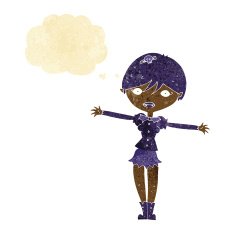 cartoon vampire girl with thought bubble N39