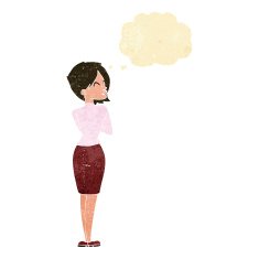 cartoon businesswoman ignoring with thought bubble N2