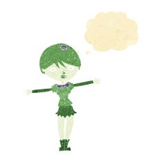 cartoon vampire girl with thought bubble N40