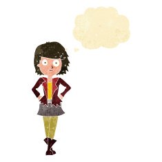 cartoon girl in jacket with thought bubble N2