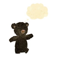 cartoon black bear with thought bubble N11