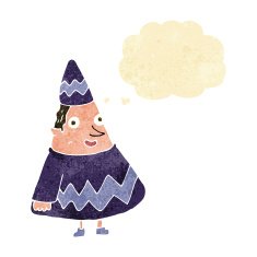 cartoon elf with thought bubble N2