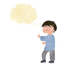 cartoon man gesturing with thought bubble N5