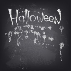 Halloween text design on chalkboard