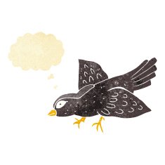 cartoon bird with thought bubble N33