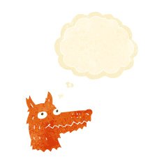 cartoon fox head with thought bubble N2