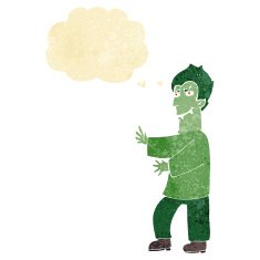 cartoon vampire with thought bubble N23