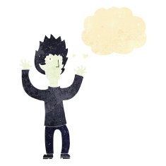cartoon vampire with thought bubble N24