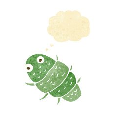 cartoon bug with thought bubble N4