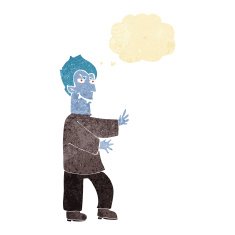 cartoon vampire with thought bubble N25