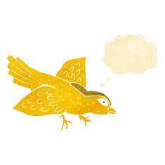 cartoon bird with thought bubble N34