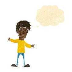 cartoon worried man with thought bubble N19