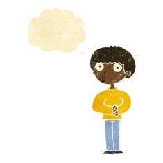 cartoon curious man with thought bubble N11