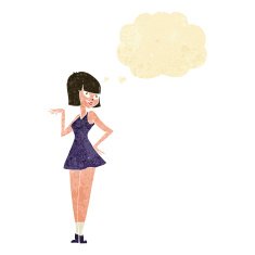 cartoon pretty woman with thought bubble N41