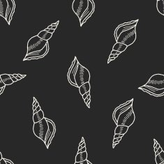 Shell doodle seamless pattern background N9