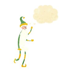 cartoon skinny santa with thought bubble N2