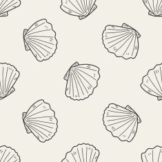 Shell doodle seamless pattern background N11
