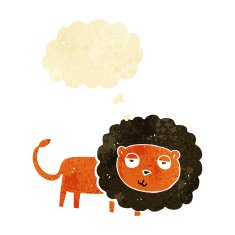 cartoon lion with thought bubble N3