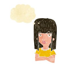cartoon girl with folded arms thought bubble N2