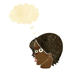 cartoon female face with thought bubble N23