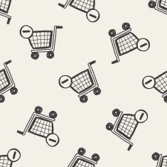 shopping cart doodle drawing seamless pattern background N2