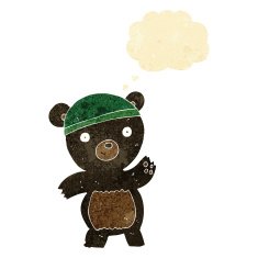 cute cartoon black bear with thought bubble N3