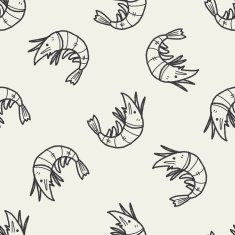 Shrimp doodle seamless pattern background N4