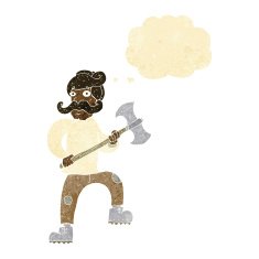 cartoon man with axe thought bubble
