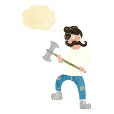 cartoon man with axe thought bubble N2