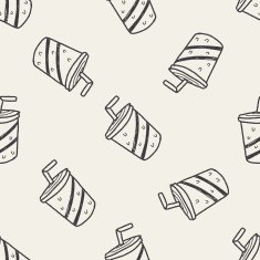 soda drink doodle drawing seamless pattern background N2