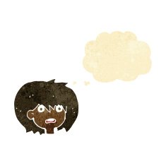 cartoon shocked expression with thought bubble N2