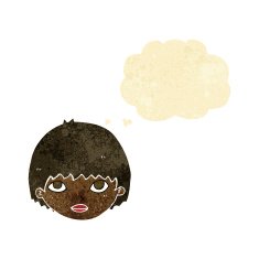 cartoon girl staring with thought bubble
