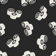 sushi doodle seamless pattern background